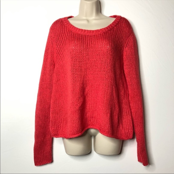 Eileen Fisher Sweaters - Eileen Fisher coral red chunky knit sweater L B3